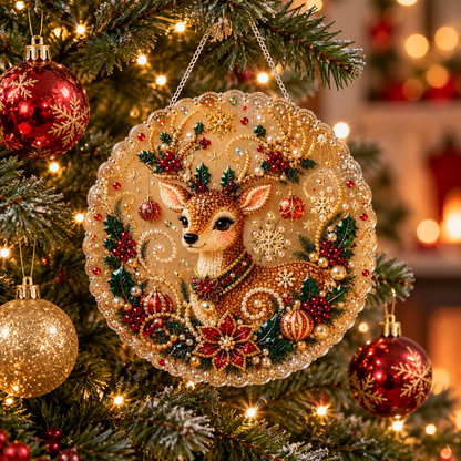 Glitzora | Kit de manualidades navideño de diamond painting, adorno de acrílico de 20 × 20 cm
