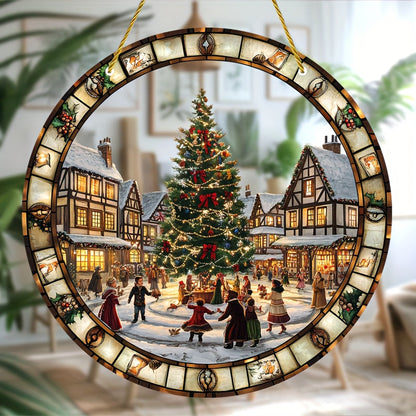 Winora | Christmas decor window hanging made of acrylic with Christmas village