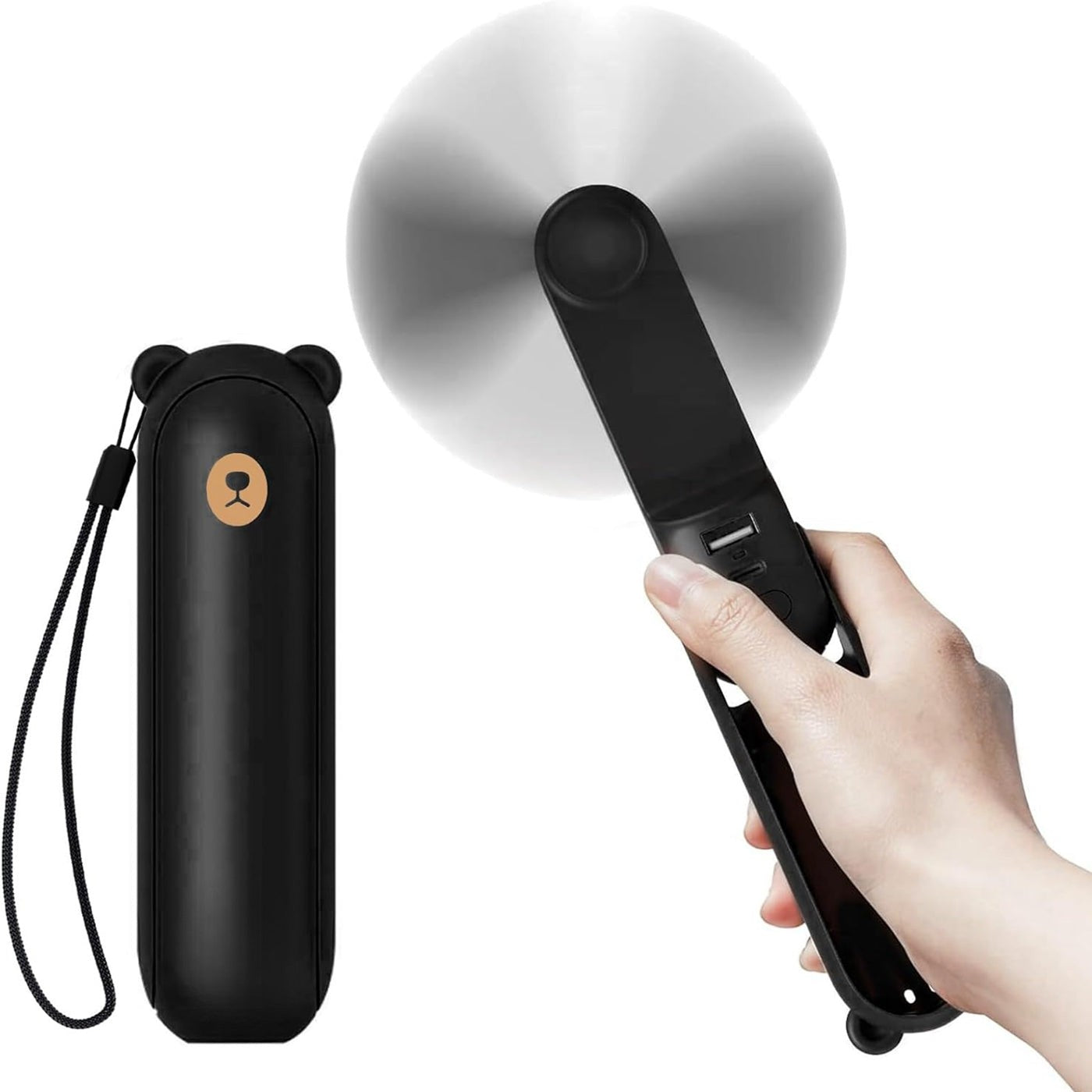 Hand fan with USB-C & power bank | Foldable mini fan with 4500 mAh battery for on the go | AirBuddy