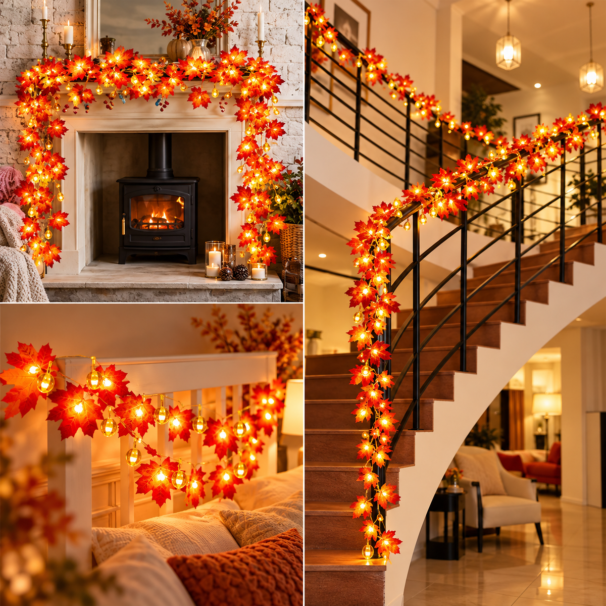 Laubira | Lichterkette mit Ahornblättern, LED, Batterie oder USB, 2 bis 6 m