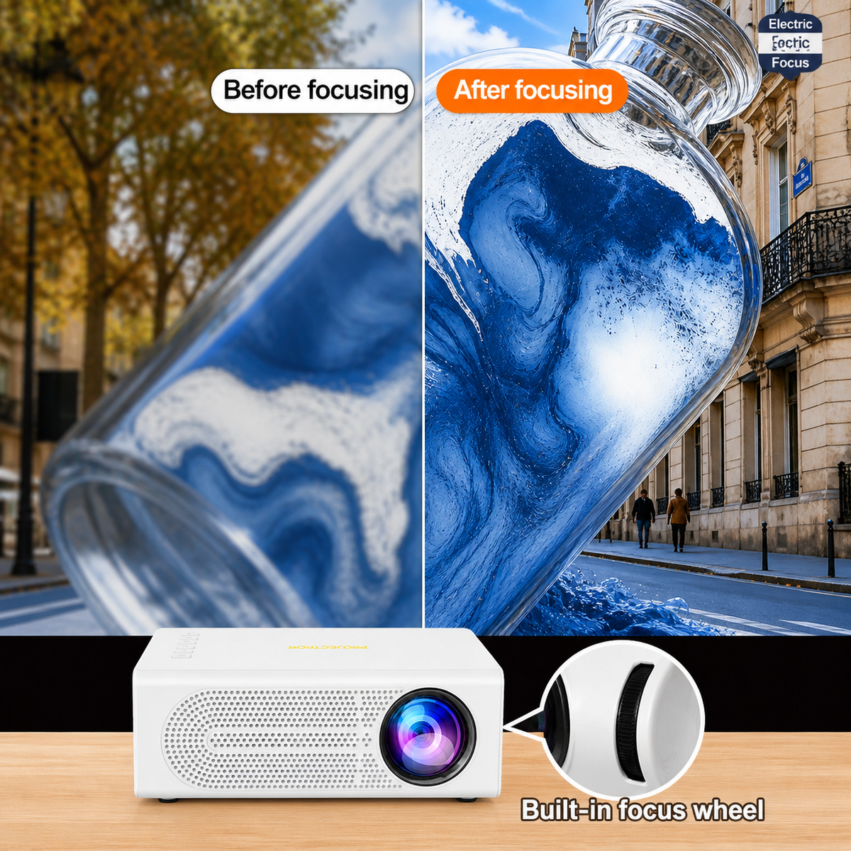 Kinavo | Mini Beamer 720p mit 1080p-Unterstützung, 200 Lumen und Handy-Spiegelung
