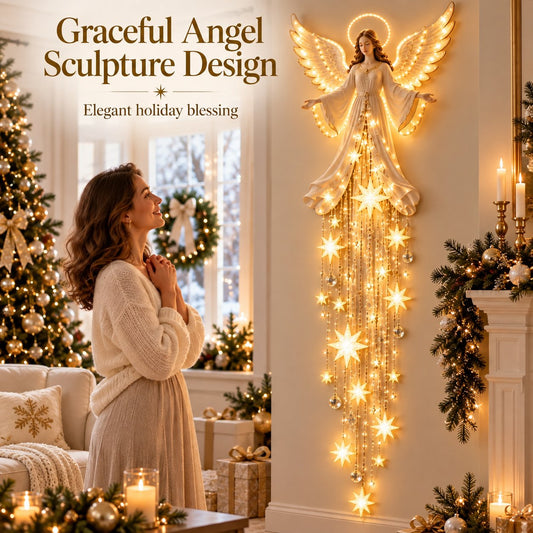Stellane | LED Angel Wall Decoration with Falling Star Lights, 85 cm