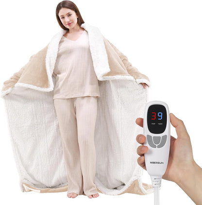 Wohlvara | Coperta elettrica con tasca per i piedi, 3 livelli di riscaldamento e spegnimento automatico