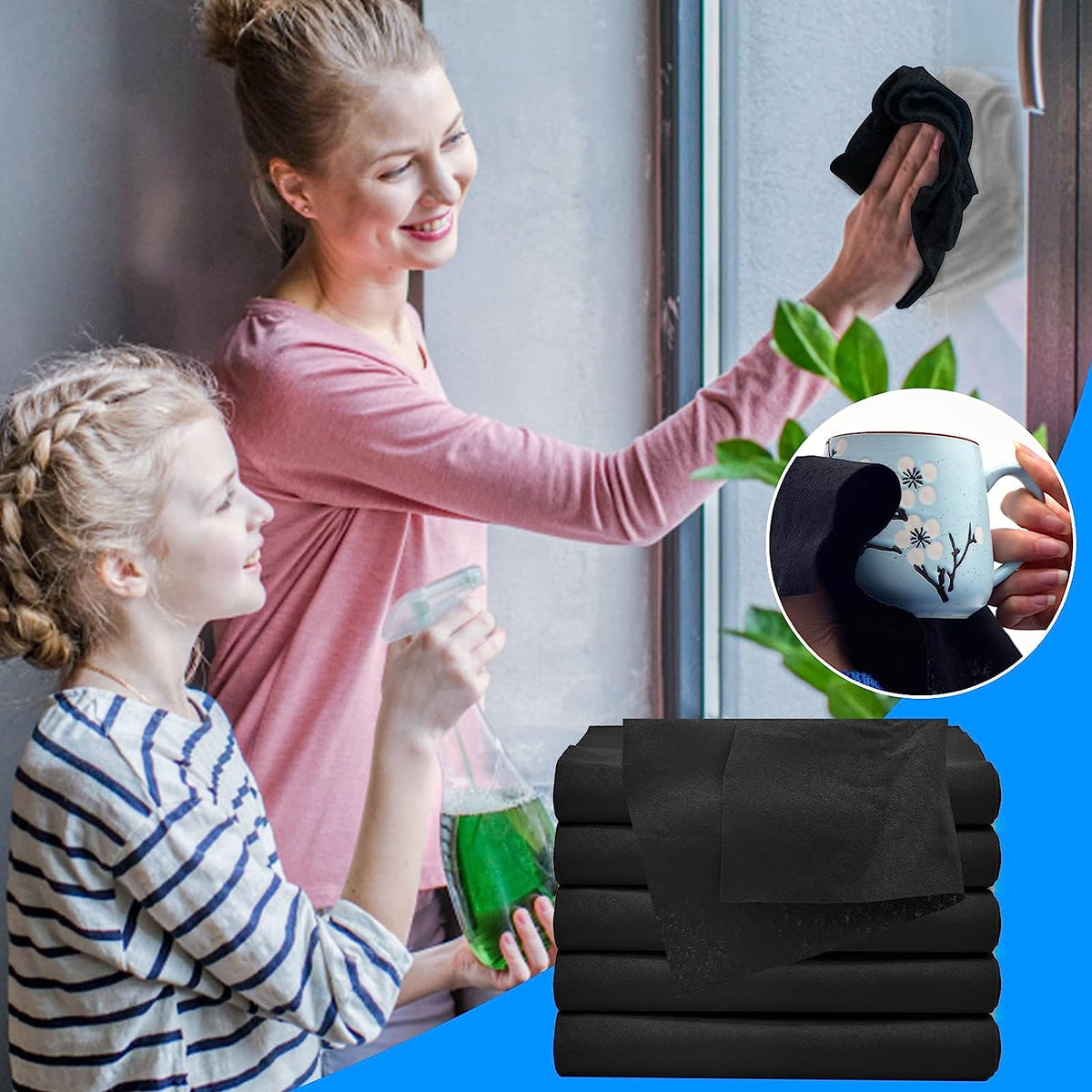 Glanvio | Paños de microfibra para vidrio y acero inoxidable, sin marcas, set de 10, 30×30 cm