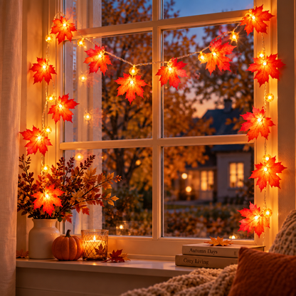 Laubira | Lichterkette mit Ahornblättern, LED, Batterie oder USB, 2 bis 6 m