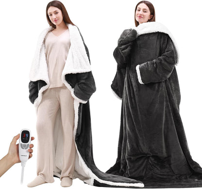 Wohlvara | Coperta elettrica con tasca per i piedi, 3 livelli di riscaldamento e spegnimento automatico