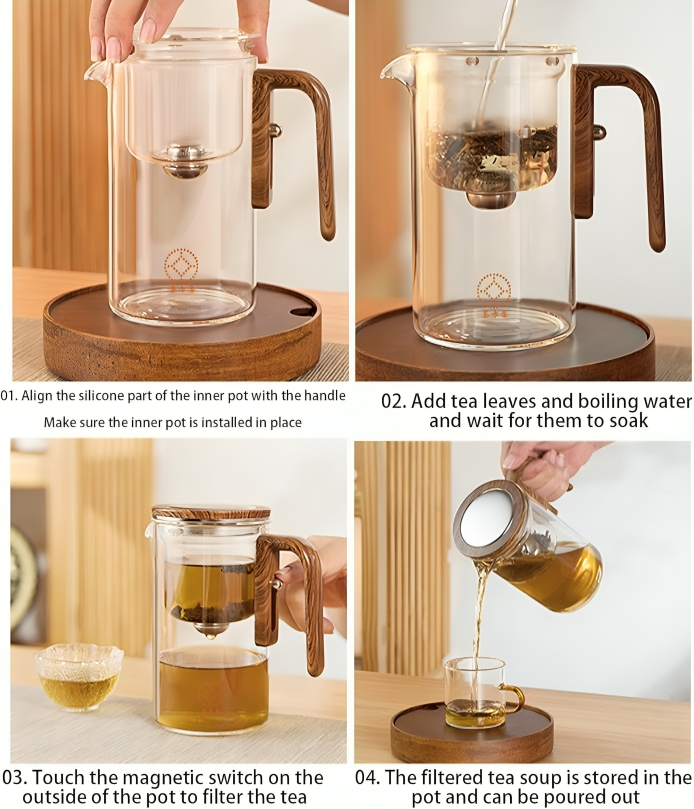 Brevina | Tetera de vidrio de borosilicato con mecanismo de prensado, 600 o 800 ml