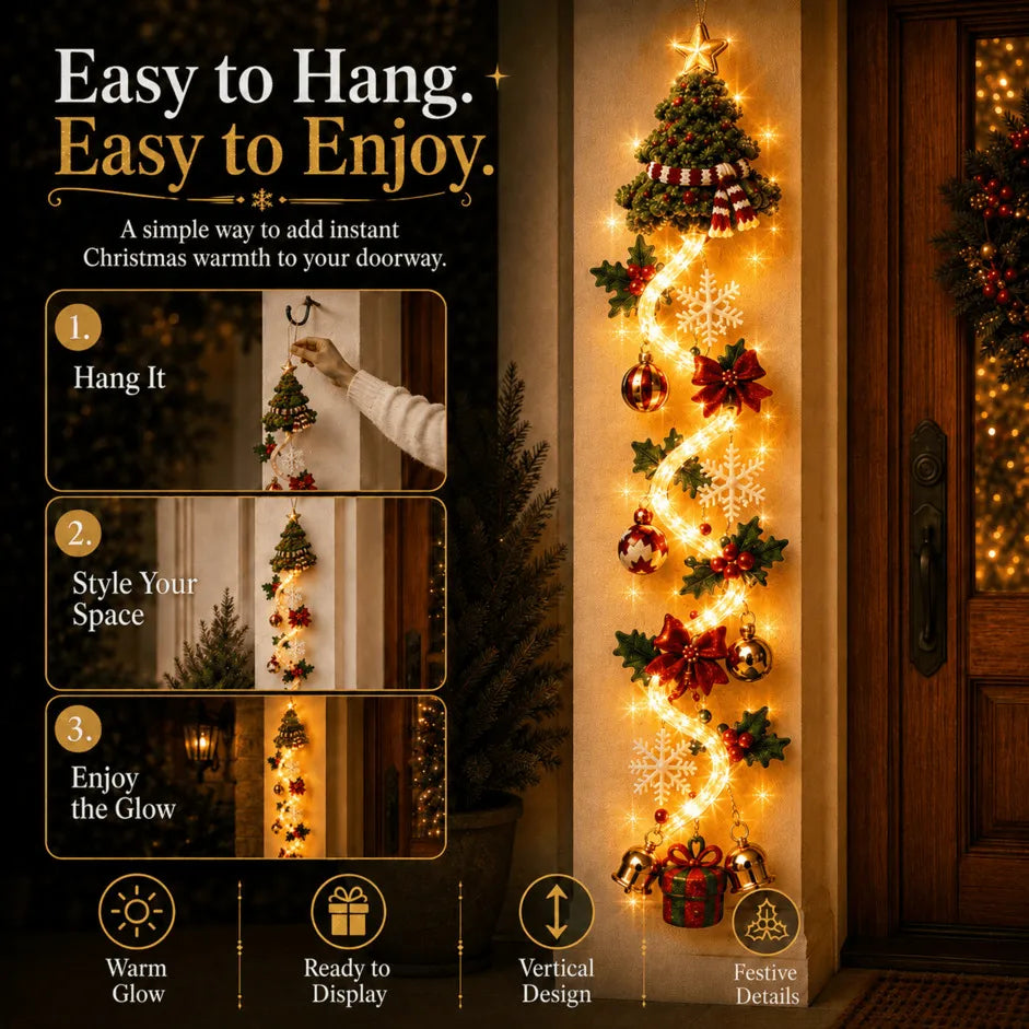 Merrilum | Decorazione natalizia luminosa da appendere alla porta, 120 cm, 6 motivi