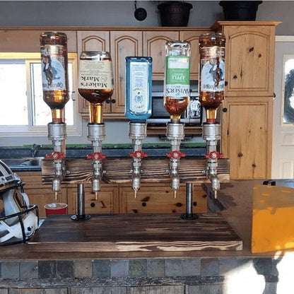 BarrelTap Spender | Distributeur de boissons en bois avec robinet en laiton pour whisky, vin et liqueurs