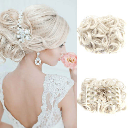 Duttina | Lockiger Messy-Bun-Haarteil mit Gummiband, 2er-Set