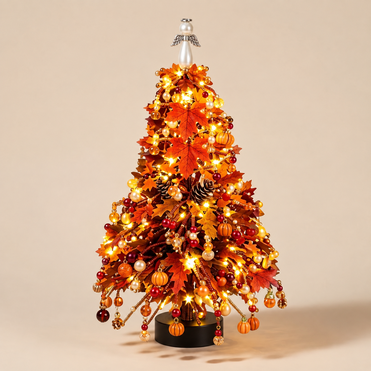 Perlvio | Decorazione natalizia albero di perline da creare con catena luminosa LED, circa 25 cm