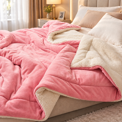 Kuschova | Coperta morbida double-face in micropile e sherpa, 200 × 230 cm