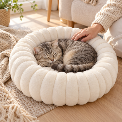 Kuschio | Cuccia rotonda in peluche per cani con bordo morbido, lavabile, Ø 40–80 cm