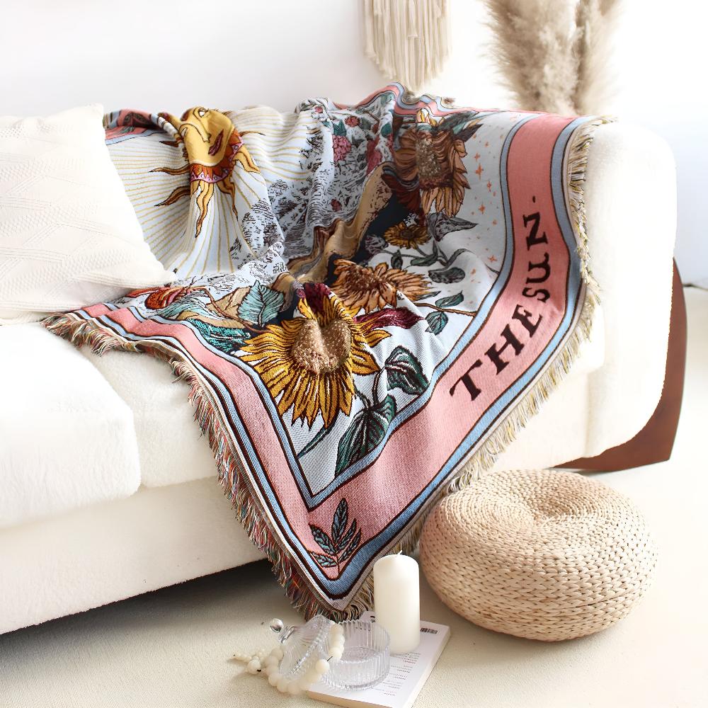 Arazzo da parete Boho Sole | Design Tarocchi | 130x160 cm | Mix di microfibra