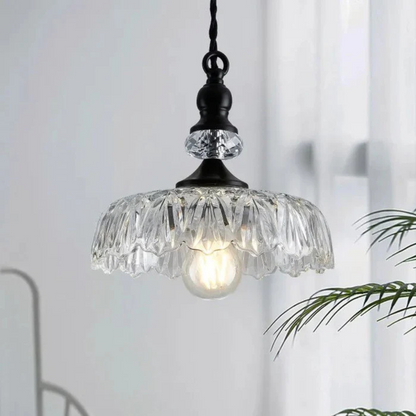 Aelius – Lampada a sospensione in vetro stile retrò (Ø24 cm) con dettagli in metallo per sala da pranzo & cucina