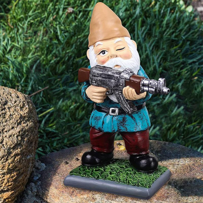 Nano da giardino militare | Nano in uniforme mimetica | Figura da giardino resistente alle intemperie | Resina
