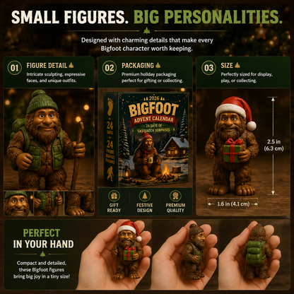 Bergolo | Advent Calendar with 24 Collectible Bigfoot Figures to Display