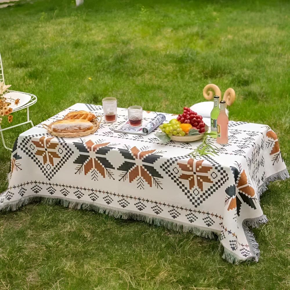 Coperta da picnic boho | Motivo marocchino | Idrorepellente | Misto microfibra-cotone