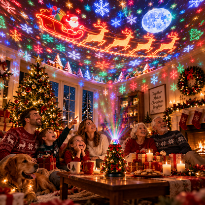 Projora | LED Weihnachtsbeleuchtung Projektor mit 15+ Motiven und Fernbedienung