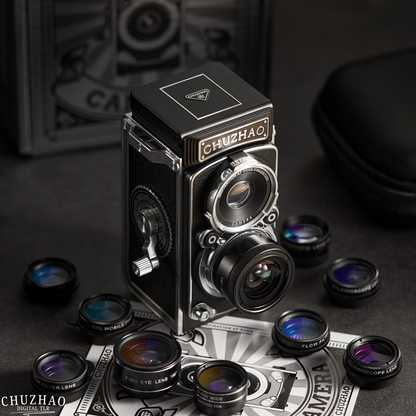 Zwilvio | Cámara digital con diseño vintage TLR, 12 MP, 1080p y 10 objetivos