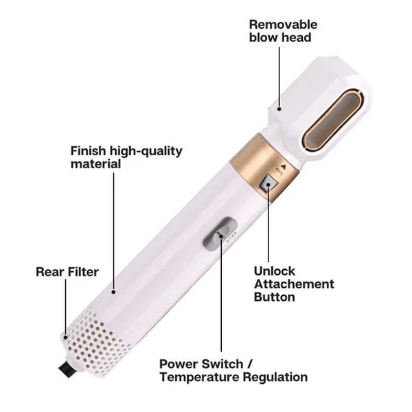 Stylvana | Moldeador de aire caliente 5 en 1 cerámico, 3 temperaturas, 1000 W