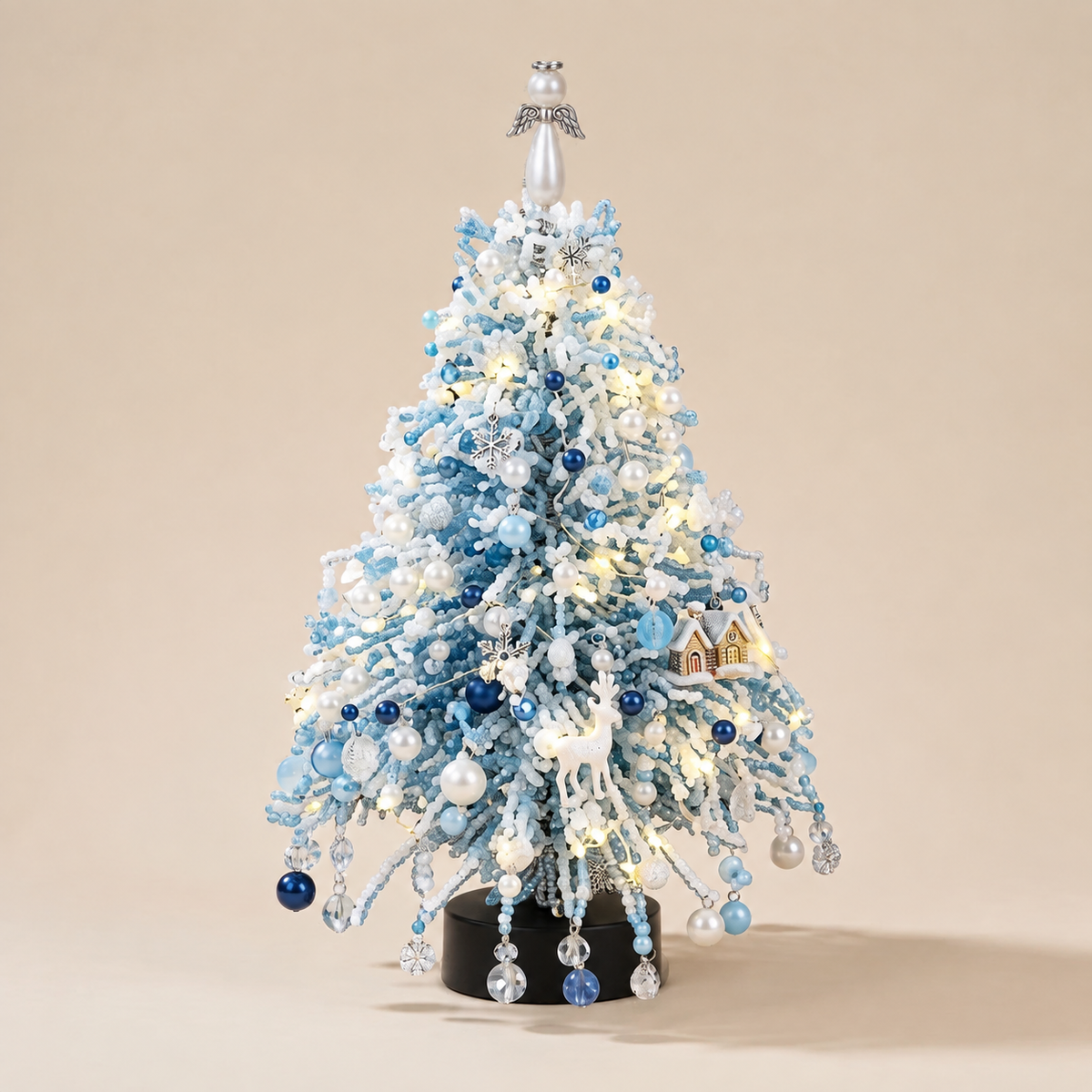 Perlvio | Decorazione natalizia albero di perline da creare con catena luminosa LED, circa 25 cm