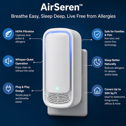 AirSeren | Purificatore d'aria HEPA compatto e silenzioso per ambienti fino a 46 m²