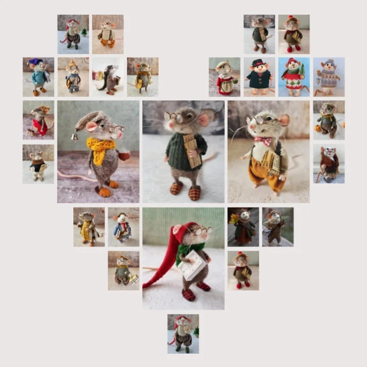 Pipsela | Handgefertigter Weihnachtsanhänger Filzmaus aus Wolle, 7,5 cm