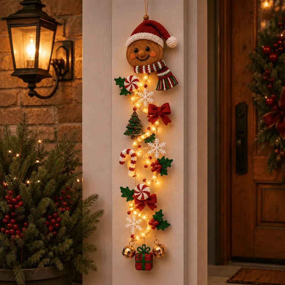 Merrilum | Decorazione natalizia luminosa da appendere alla porta, 120 cm, 6 motivi
