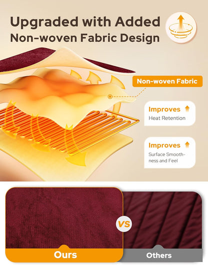 Wohlvara | Coperta elettrica con tasca per i piedi, 3 livelli di riscaldamento e spegnimento automatico