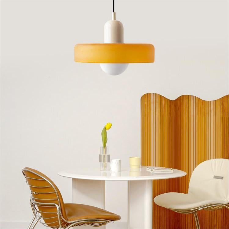 Lunari Halo | Lampada a sospensione in vetro colorato in stile Bauhaus