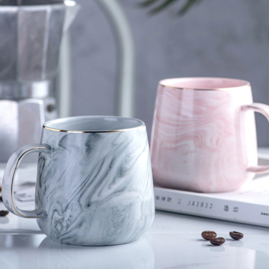 Tazza con intarsi in marmo e oro | Tazza in ceramica fatta a mano | Design di lusso e idea regalo