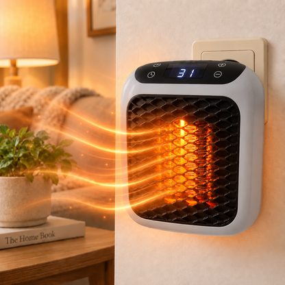 Warmelo | Radiateur soufflant sur prise 400 W, thermostat 15–32 °C et écran