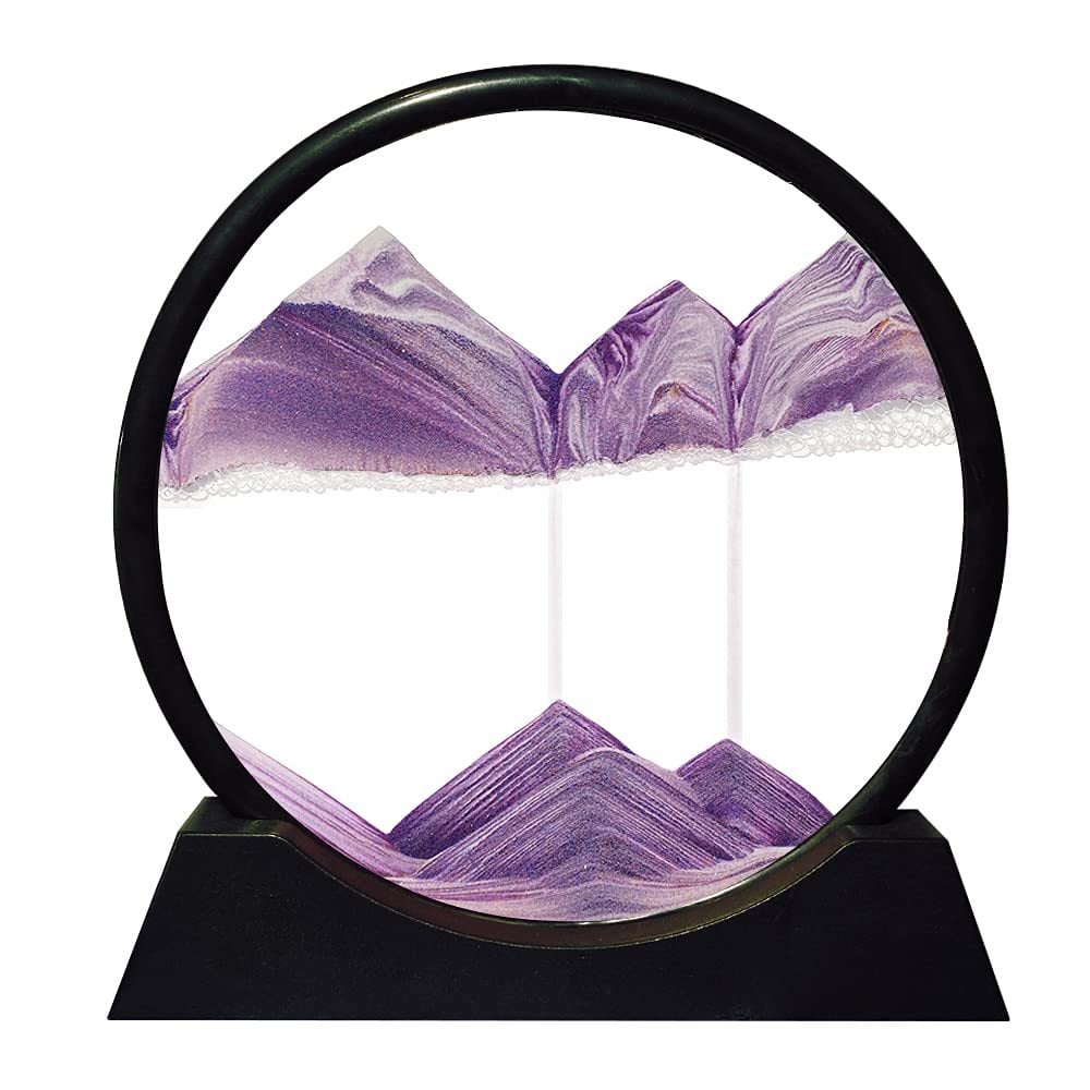 Dunvia | Bewegtes Sandbild im Glasrahmen als Dekoration für Schreibtisch und Regal