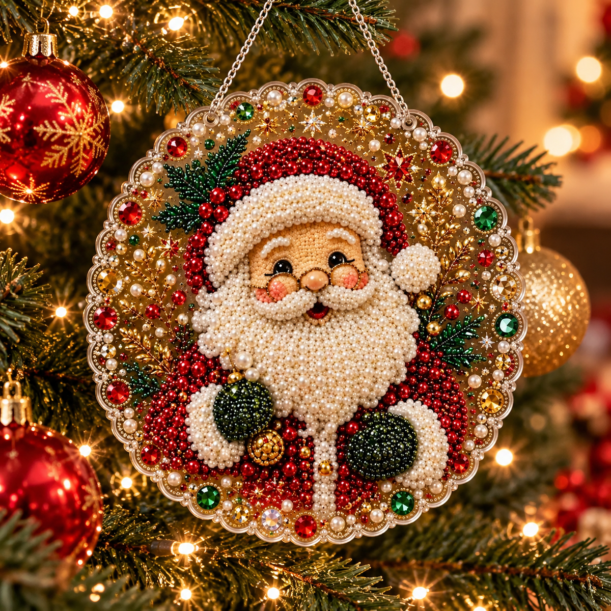 Glitzora | Kit de manualidades navideño de diamond painting, adorno de acrílico de 20 × 20 cm