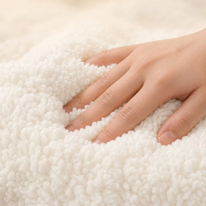 Zopfina | Reversible Sherpa throw blanket with cable-knit pattern, 100 × 150 to 200 × 230 cm