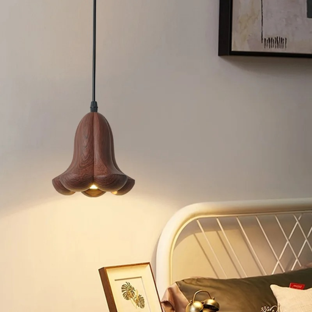 NordLume Lampada | Lampada a sospensione moderna in legno di noce marrone, stile scandinavo