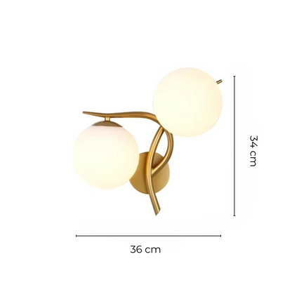 Lampada da parete scandinava | Illuminazione elegante per interni | Luce calda | Vetro e rame