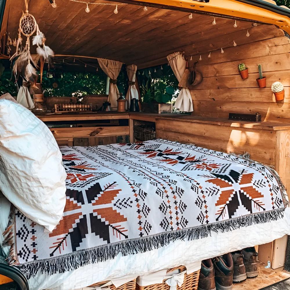 Coperta da picnic boho | Motivo marocchino | Idrorepellente | Misto microfibra-cotone