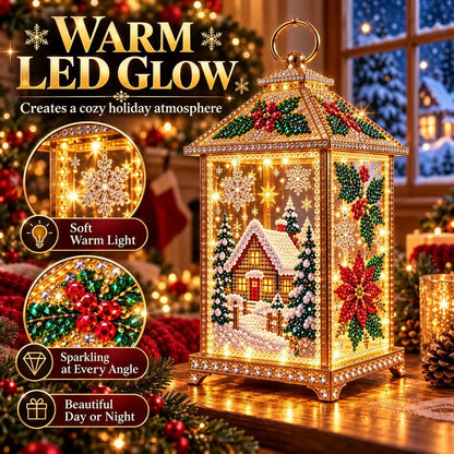 Elvana | Lanterna decorativa natalizia con diamond painting e luce LED