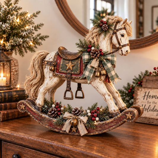 Cavalina | Cheval à bascule vintage, décoration de Noël à poser