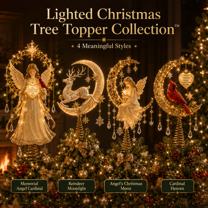 Celvira | Sommet de sapin lumineux avec ange, cardinal ou renne pour la décoration de Noël