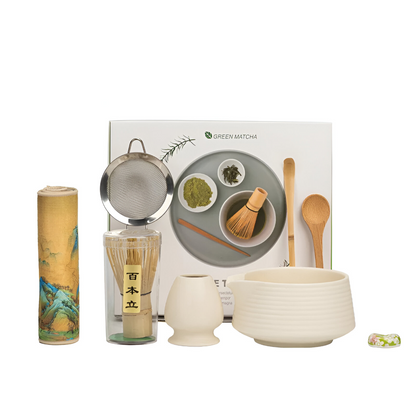 Matcha Set 8-Piece | Ceramic Bowl 500 ml | With Bamboo Accessories | Complete Set
