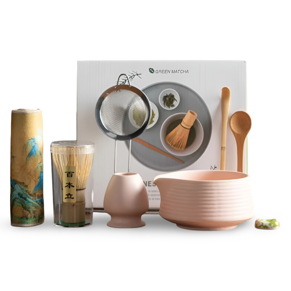 Matcha Set 8-Piece | Ceramic Bowl 500 ml | With Bamboo Accessories | Complete Set