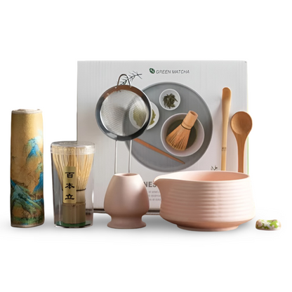 Matcha Set 8-Piece | Ceramic Bowl 500 ml | With Bamboo Accessories | Complete Set