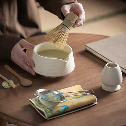 Matcha Set 8-Piece | Ceramic Bowl 500 ml | With Bamboo Accessories | Complete Set
