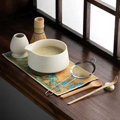 Matcha Set 8-Piece | Ceramic Bowl 500 ml | With Bamboo Accessories | Complete Set
