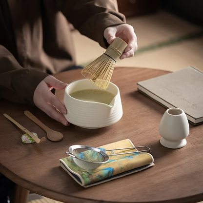 Matcha Set 8-Piece | Ceramic Bowl 500 ml | With Bamboo Accessories | Complete Set