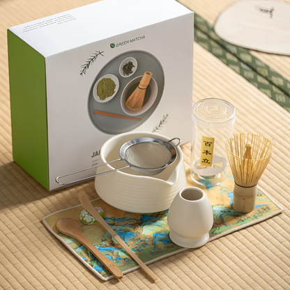 Matcha Set 8-Piece | Ceramic Bowl 500 ml | With Bamboo Accessories | Complete Set