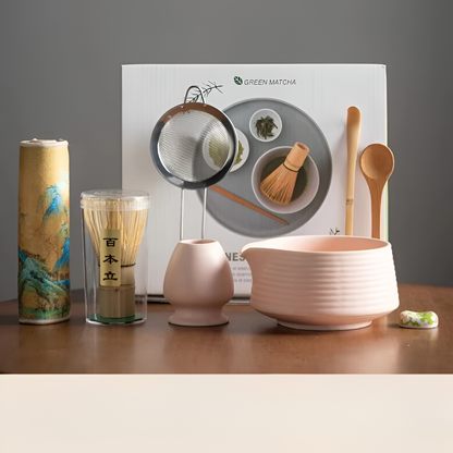 Matcha Set 8-Piece | Ceramic Bowl 500 ml | With Bamboo Accessories | Complete Set